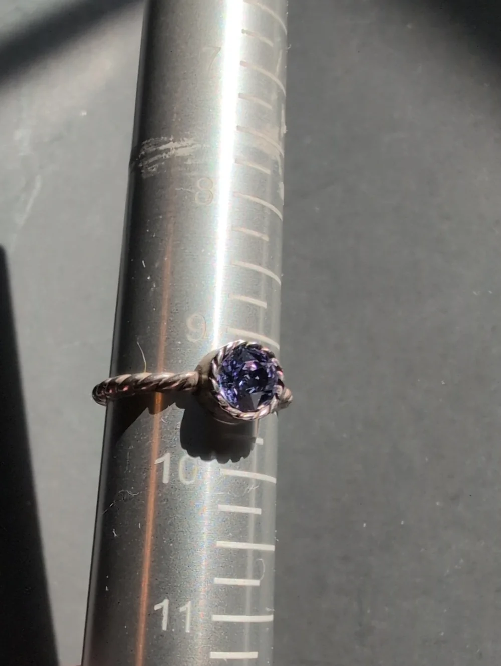 Brighton Silver Twisted Band Ring with Purple Gemstone Size 9.5